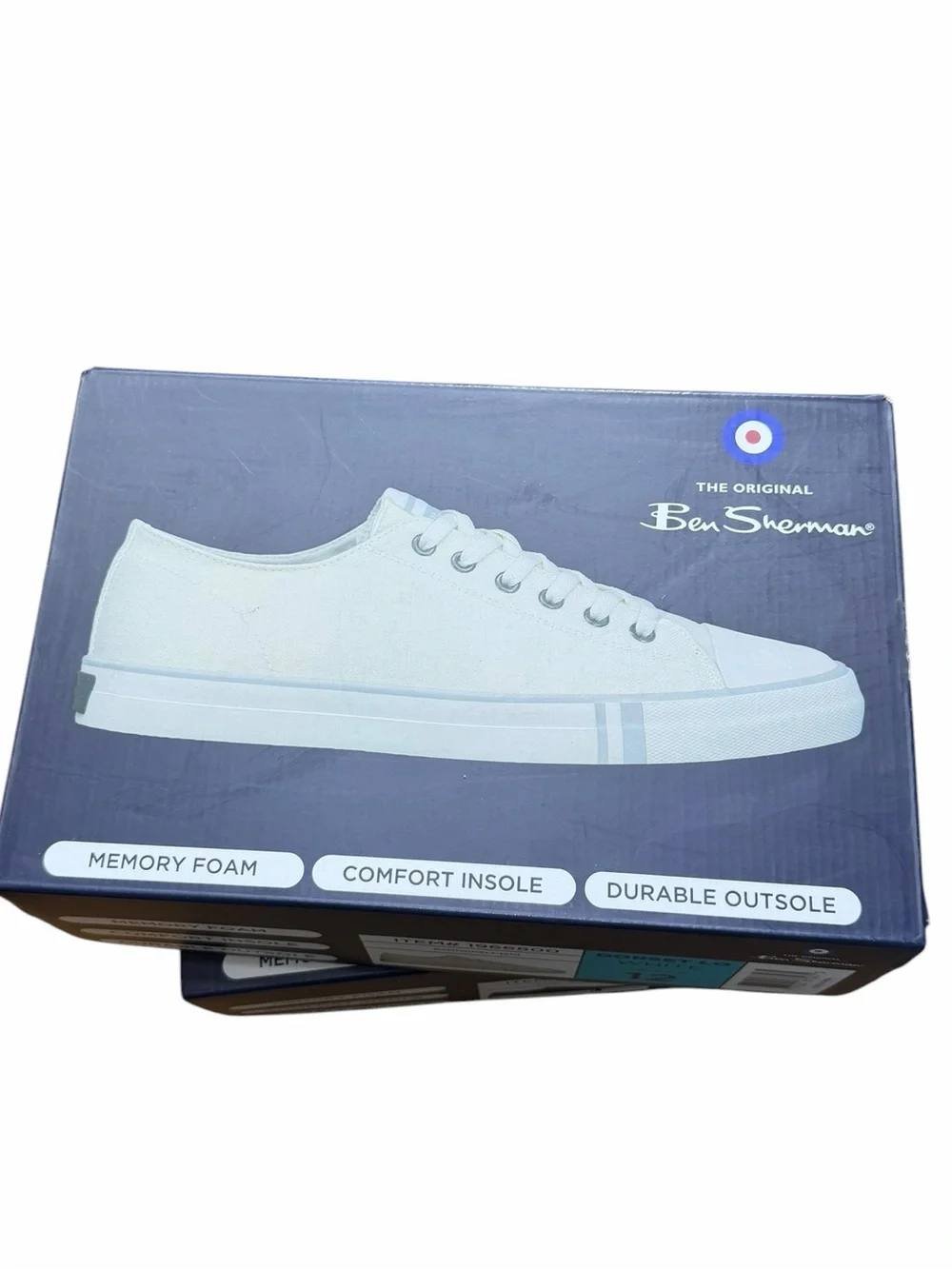 New in Box/Tag Mens Ben Sherman DORSET LO Memory Foam White Sneaker Shoe Size:12